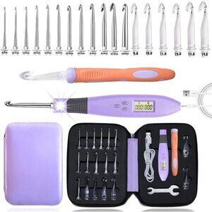New 18 Size Counting Crochet Hooks Set with Light, Digital Crochet Hooks